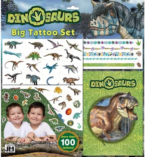Grande set di tatuaggi con dinosauri