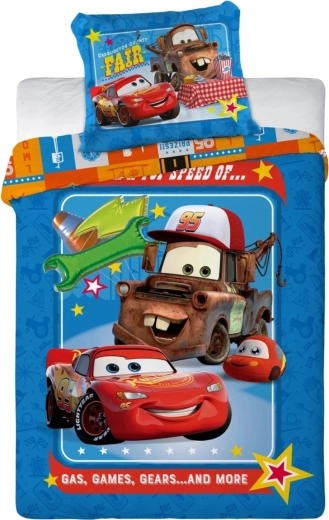 Lenzuola in cotone per lettino Cars Saetta McQueen e Cricchetto blu