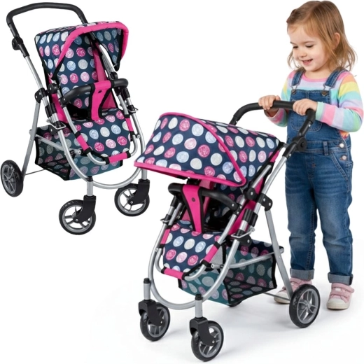 Passeggino per bambole WOOPIE Royal con seduta regolabile e 4 ruote