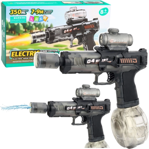 Pistola ad acqua elettrica, nera, gittata 7–9 m, serbatoio 350 ml