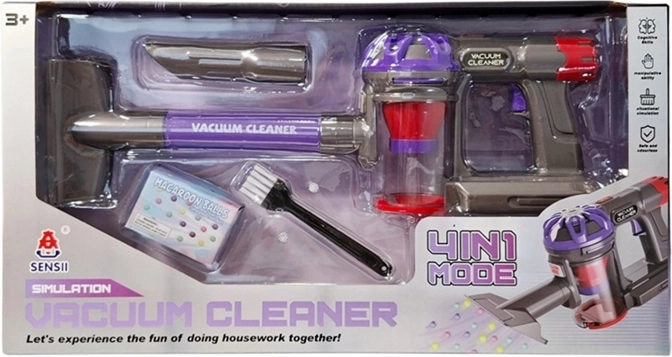 Aspirapolvere giocattolo per bambini a batterie, portatile e a bastone 4 in 1