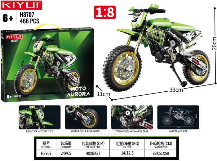 Set di costruzioni motocicletta verde 466 pezzi