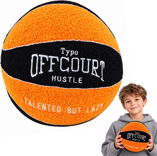 Palla da basket di peluche arancione e nera 23 cm