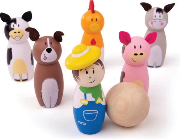 Birilli in legno fattoria di Bigjigs Toys