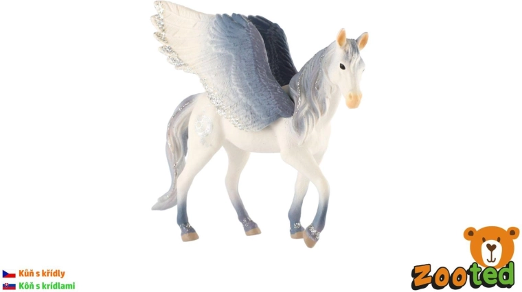 Zooted cavallo alato Pegaso bianco e grigio 14 cm