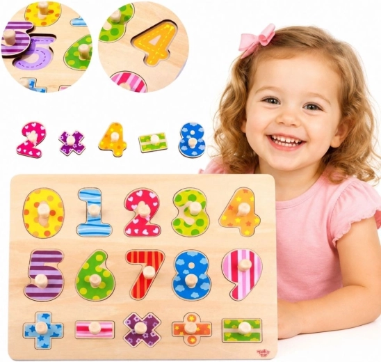 Puzzle a incastro in legno Tooky Toy con numeri e simboli matematici