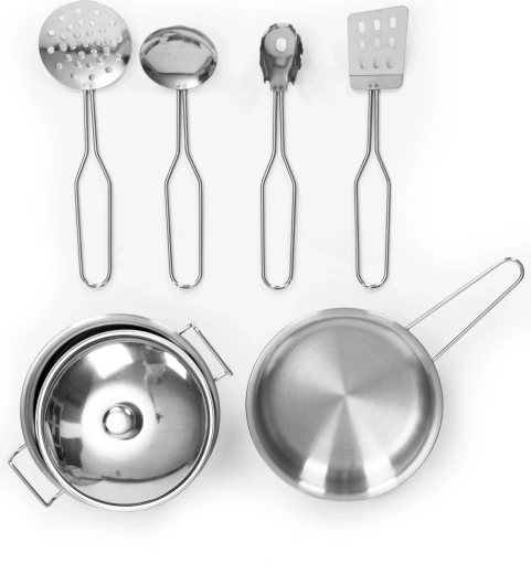 Sette accessori da cucina in metallo