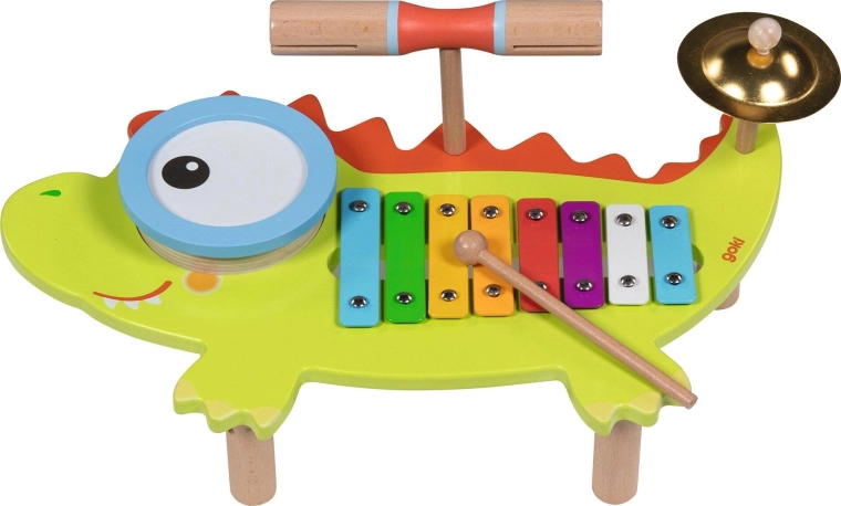 Stazione musicale a forma di coccodrillo con canzoniere