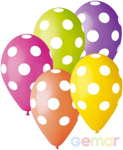 Palloncino in lattice pastello Gemar con pois bianchi 30 cm - 1 pezzo