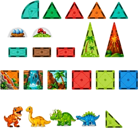 Pezzi colorati traslucidi ed elementi a tema