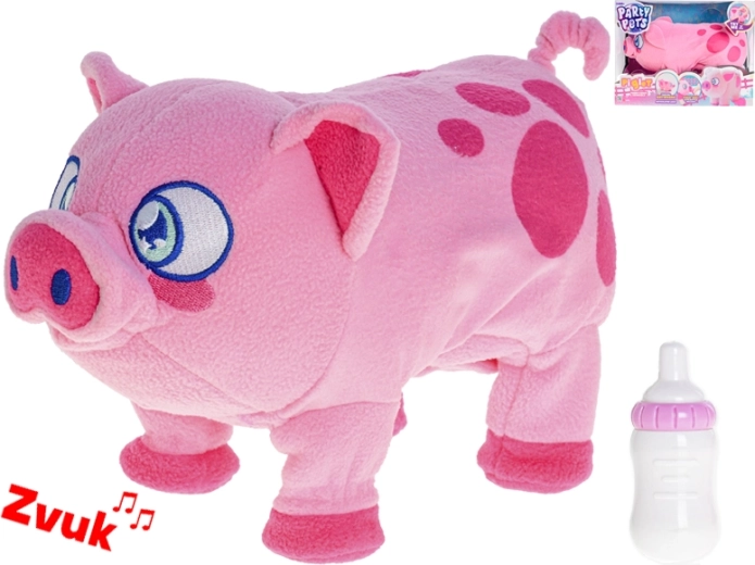 Maialino di peluche interattivo che cammina con suoni e biberon 28 cm
