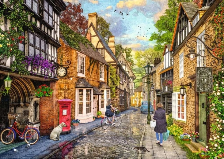 Puzzle Ravensburger Down the Lane 2: Meadow Hill Lane 1000 pezzi