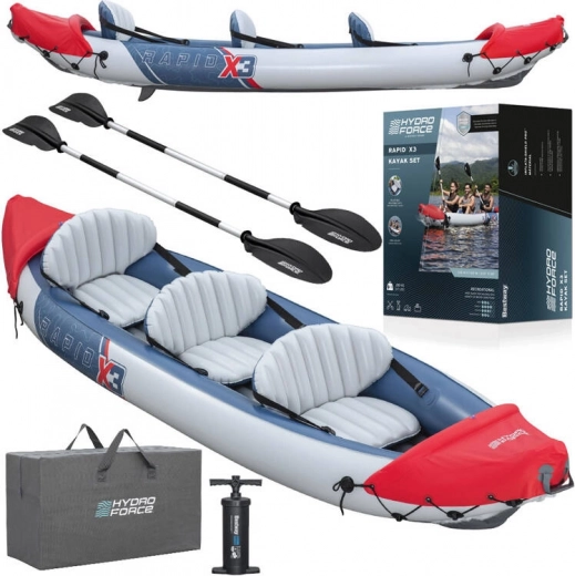 Kayak gonfiabile a doppio strato Bestway Rapid X3 per 3 persone con pagaie e borsa