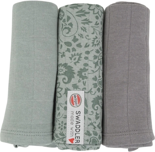 Lodger swaddler flower tribe 70 × 70 cm silt green (set da 3 pz)