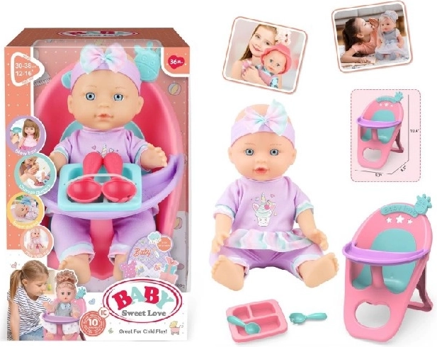 Baby Sweet Love bambola bebè con seggiolone