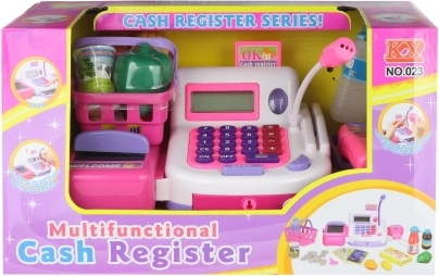 Registratore di cassa giocattolo per bambini con nastro e accessori