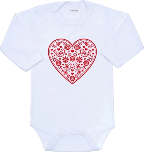 Body per bambini New Baby con motivo folkloristico cuoricino rosso (taglia 80, 9–12 mesi)