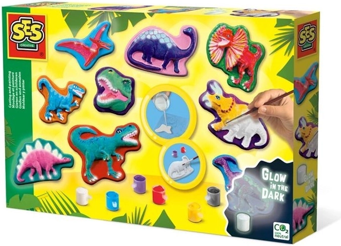SES Creative colata in gesso e pittura – dinosauri che brillano al buio