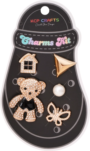 Set di accessori decorativi per ciabatte – orsetto scintillante e casetta - 1 pezzo