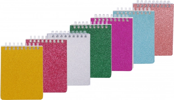 Taccuino glitterato a spirale 8,8 × 12,5 cm, 70 fogli