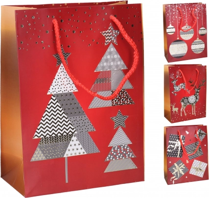 Borsa regalo natalizia L 31 × 40 × 12 cm – motivi di Natale