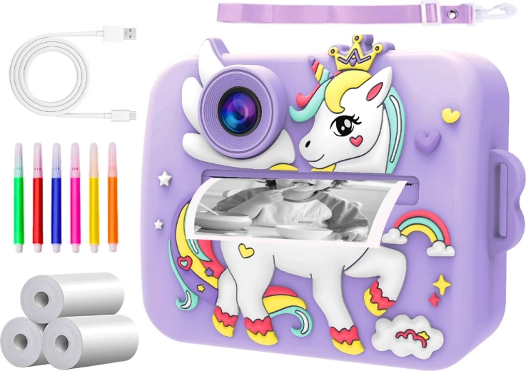 Fotocamera istantanea per bambini Renew Force con stampa termica, Full HD e scheda da 32GB + 3 rotoli di carta - 1 pezzo