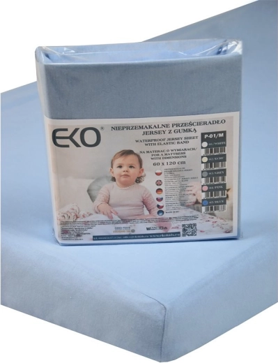EKO lenzuolo con angoli impermeabile con elastico in jersey di colore blu 120 × 60 cm