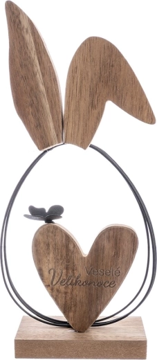 Decorazione pasquale con coniglio in legno e metallo con scritta Buona Pasqua 25 cm