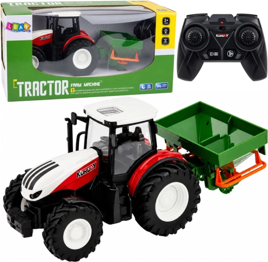 Trattore agricolo RC con seminatrice 1:24 con luci LED (rosso)