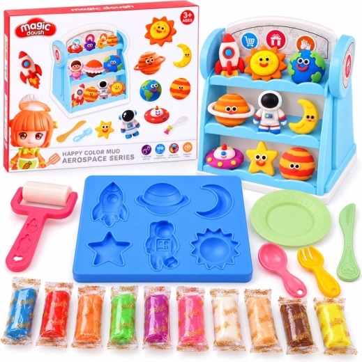 Set creativo di pasta modellabile a tema spazio, 10 colori
