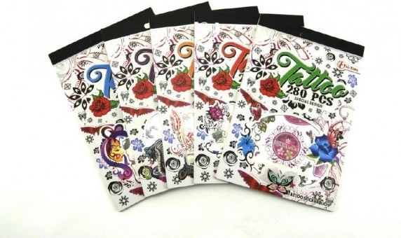 Tatuaggi temporanei in blocchetto – 280 pezzi, mix di motivi