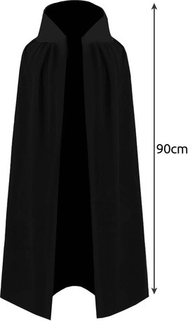 Lungo mantello nero con colletto (90 cm)