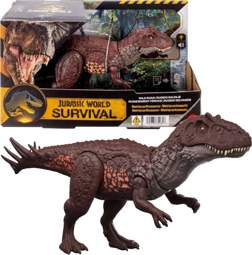 Dinosauro interattivo Jurassic World Metriacanthosaurus con suoni e luci Mattel
