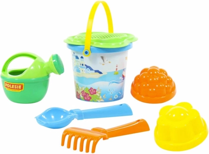 Set da sabbia con piccolo secchiello e setaccio