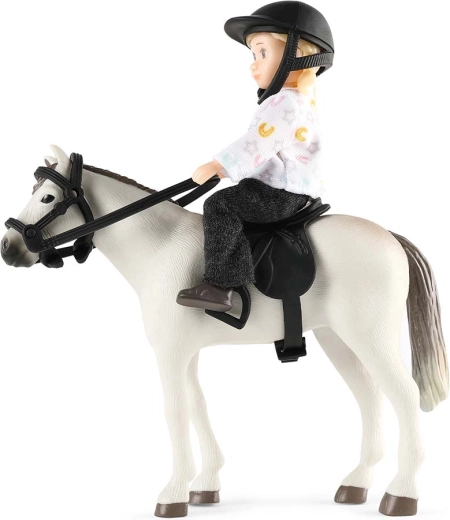 Set da equitazione con cavallo e amazzone