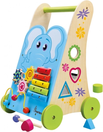Bino carrello primi passi in legno con elefante