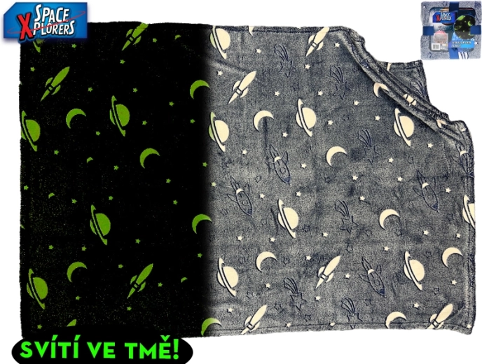 Coperta Space Xplorers fluorescente al buio 100 × 150 cm