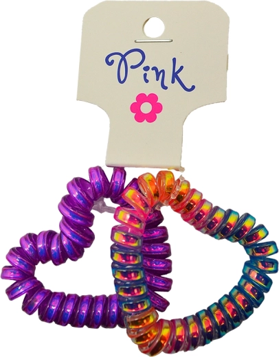 PINK elastici per capelli a forma di cuore arcobaleno e viola (2 pz)