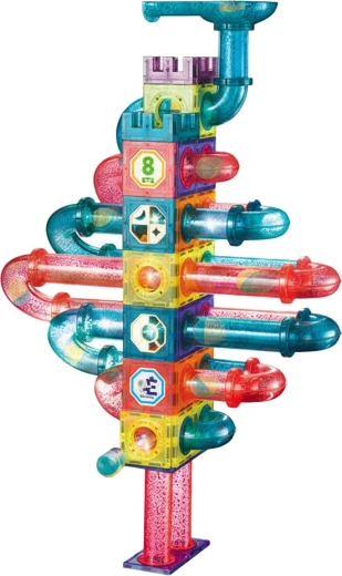 Pista a biglie dinamica con tunnel e spirali
