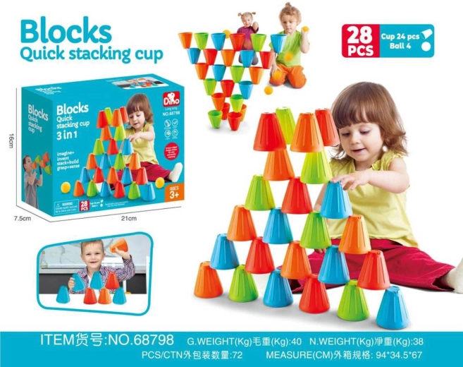 Gioco di abilità con bicchieri colorati 3 in 1
