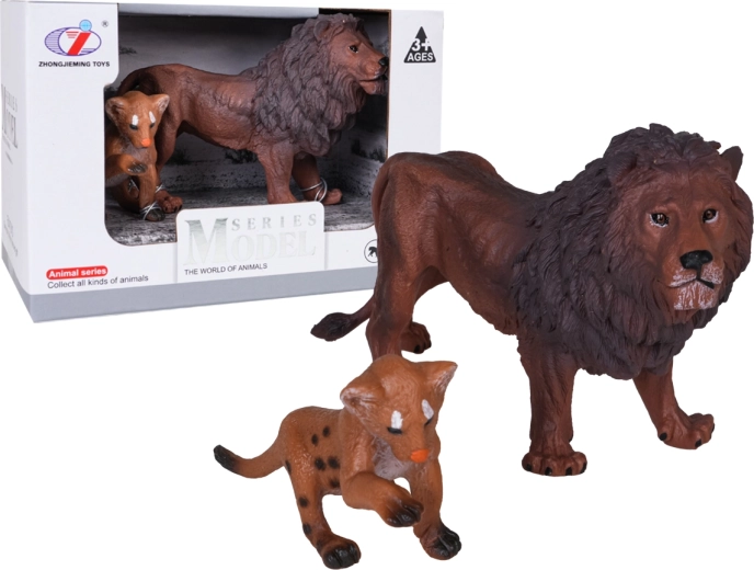 Set di statuette di leone e cucciolo di leone