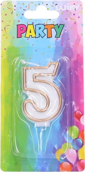 Candela per festa numero 5 oro