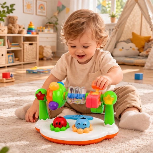 Sonaglino ed elementi rotanti per la motricità fine