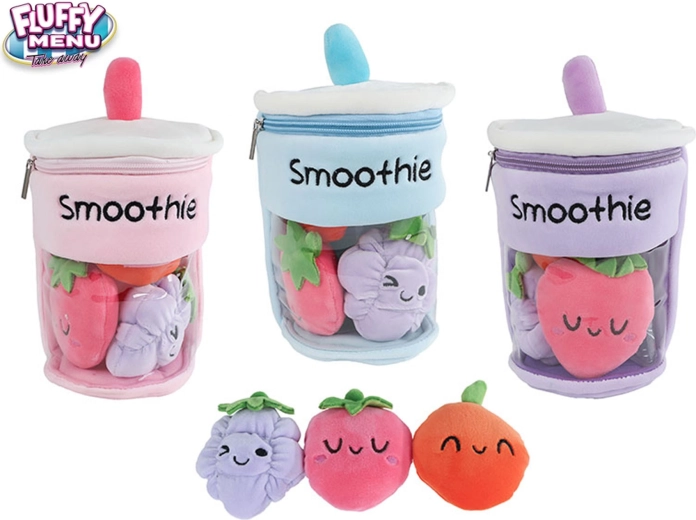 Bicchiere smoothie in peluche con frutta Fluffy Menu 25 cm