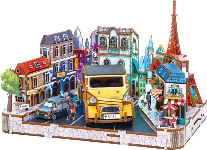 2Kids Toys puzzle 3D in legno miniatura di un borgo europeo - 1 pezzo