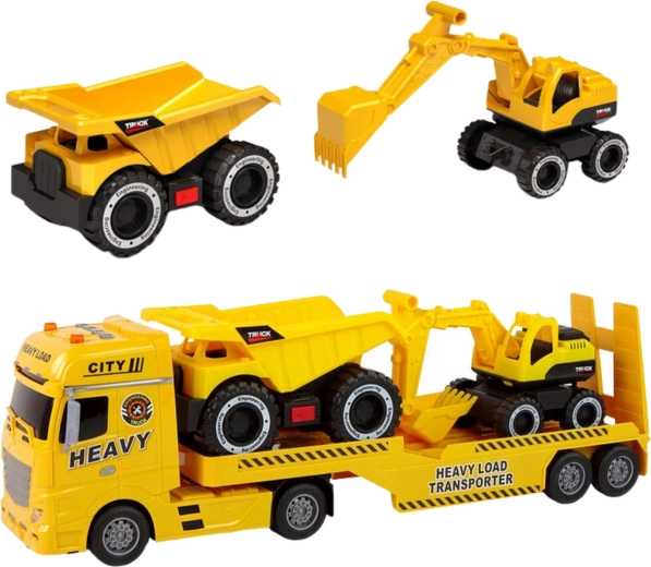 Tre veicoli da cantiere in un unico set