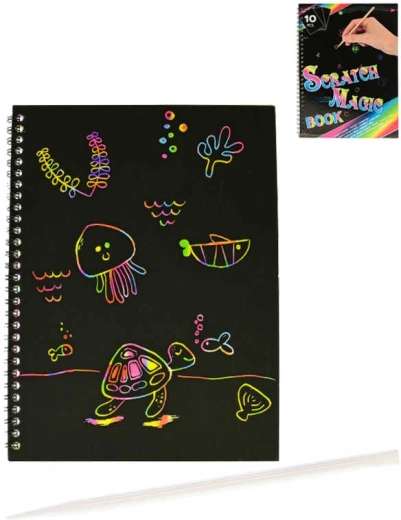 Set creativo magico arcobaleno da grattare A4 (10 fogli) con pennino per grattare