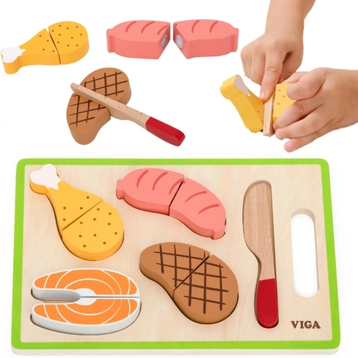 Set in legno VIGA per tagliare la carne per bambini