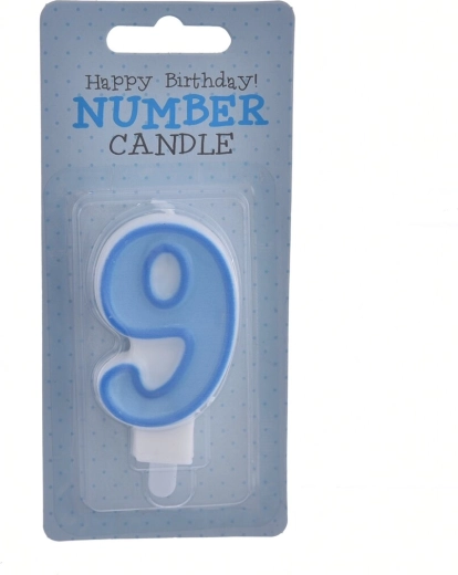 Candelina per torta numero 9 blu 7 cm