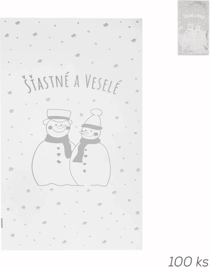 Sacchetti in cellophane con motivo pupazzo di neve 35 × 20 cm, 100 pz